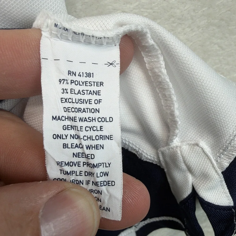 Polo Ralph Lauren Performance Polo Shirt Mens XL White Navy Stripe Golf Stretch